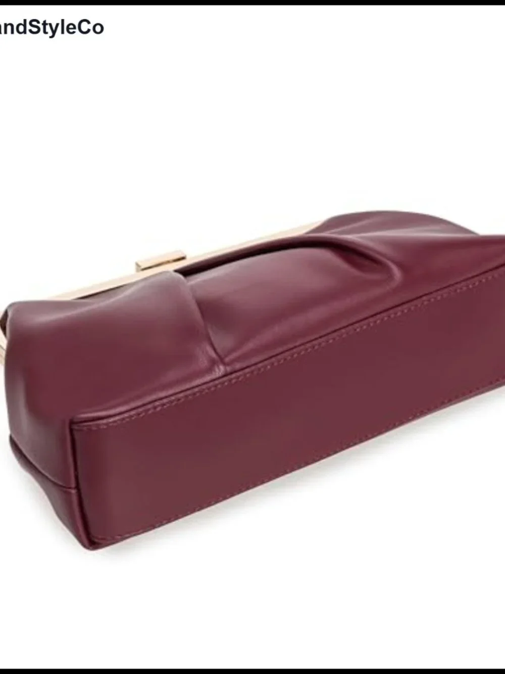 Faux Leather Clutch Purse Ruched PU Metal Frame Formal Evening Bag with Pearl